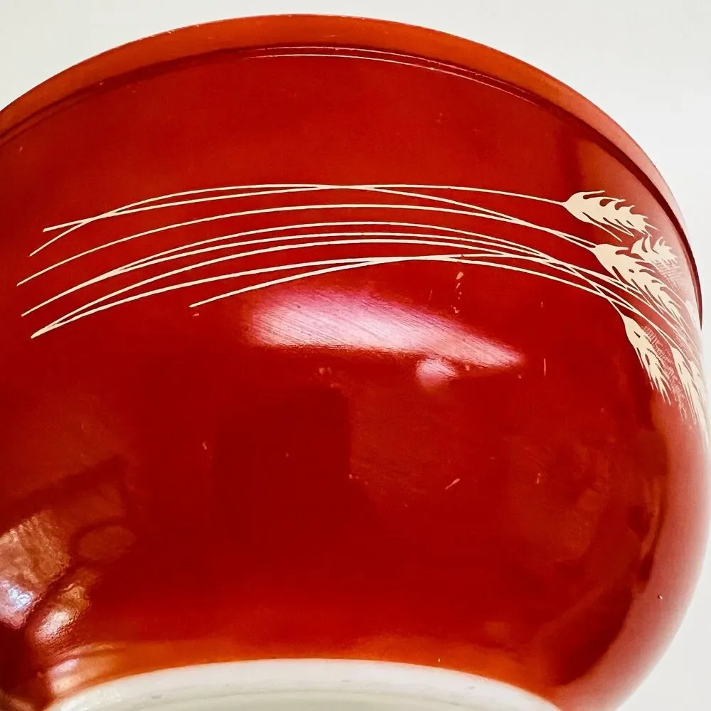 PYREX Burnt Orange Autumn Harvest Wheat Stalk 403 Mixing Bowl 2.5 Qt